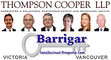 Joint team of registered trademark & patents agents lawyers in Victoria and Vancouver offices of Thompson Cooper LLP and Barrigar Intellectual Property Group