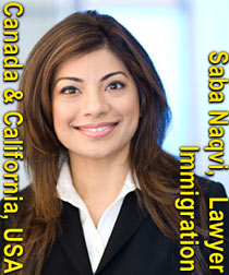 Saba Naqvi, Canada lawyer & California attorney, assists business  and individuals immigrate to Canada or California