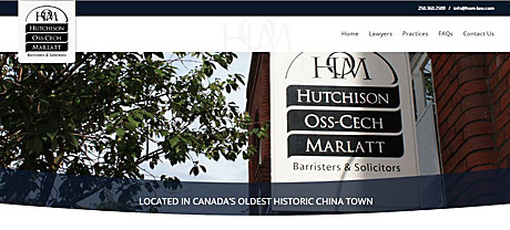 Hutchison Oss-Cech Marlett - sign hanging outside their building in Victoria's Chinatown on Fisgard st.