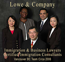 Lowe & Company, Business-Immigrations lawyers and consultants 2005 photo of team from Canada, Singapore, Nigeria, Egypt and Hong Kong