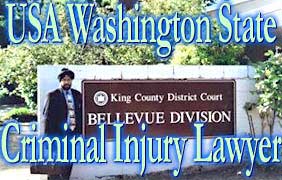Dil Gosal in front of King County District Court, Bellvue Division, Washington State, where he does Criminal Defence Attorney work for clients